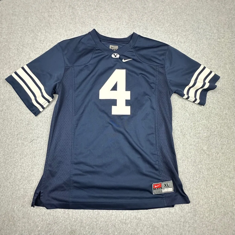 Nike BYU Cougars Football Jersey Navy Blue Youth XL Number 4 NCAA Team Gear